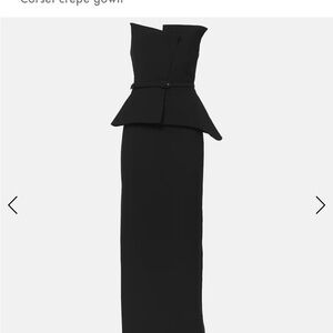 Roland Mouret Black Strapless Corset peplum Gown
